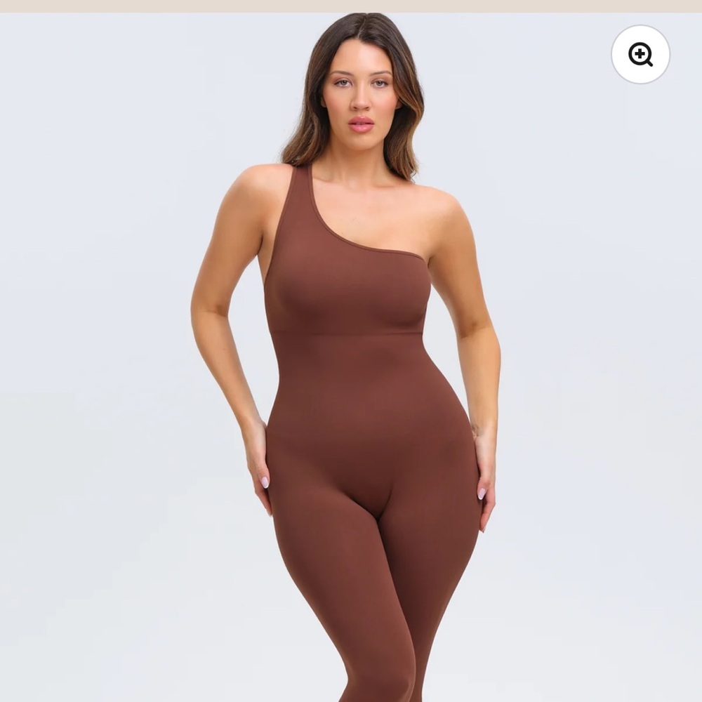 One-Shoulder Brown Jumpsuit
